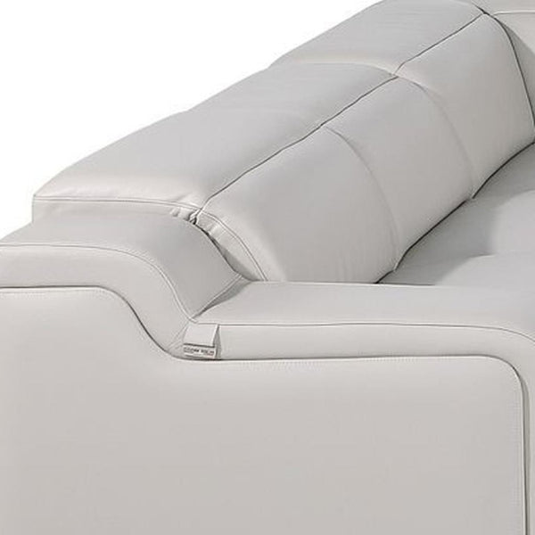 Italian Leather Power Reclining U-shaped Sectional Eight Seat Corner Sofa with Storage Console