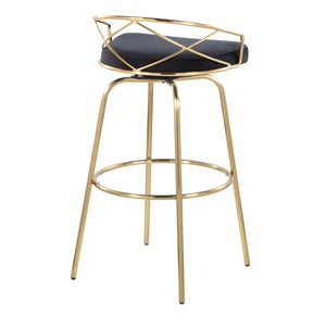 English Elm 30" Swivel Barstools Set of 2 Black Velvet Gold Legs Bar Height Kitchen Glam B202S00495