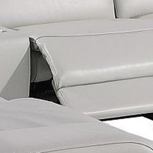 HomeRoots Light Gray Italian Leather U-Shaped Power Reclining Sectional with Console & Modern Tech Features 632580