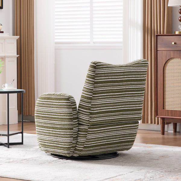 English Elm Modern Boucle 360° Swivel Leisure Chair with High‑Resilience Sponge, Supportive Curve, 550lb Capacity Olive Green W395P355490