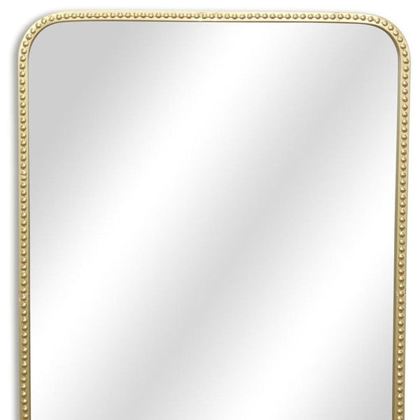 HomeRoots 32" Gold Metal Beaded Accent Mirror – Timeless Elegance for Living Rooms, Bedrooms, and More! 632592