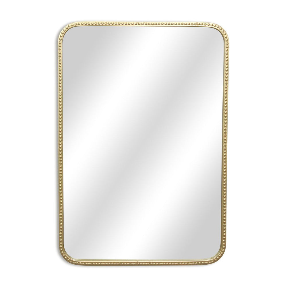 HomeRoots 32" Gold Metal Beaded Accent Mirror – Timeless Elegance for Living Rooms, Bedrooms, and More! 632592