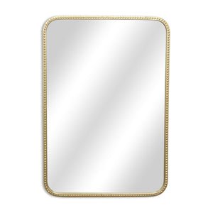 HomeRoots 32" Gold Metal Beaded Accent Mirror – Timeless Elegance for Living Rooms, Bedrooms, and More! 632592