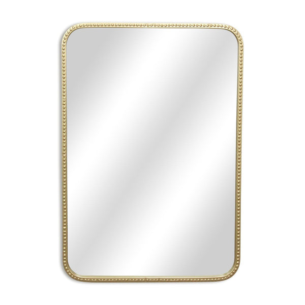 HomeRoots 32" Gold Metal Beaded Accent Mirror – Timeless Elegance for Living Rooms, Bedrooms, and More! 632592