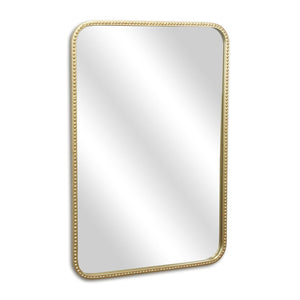 HomeRoots 32" Gold Metal Beaded Accent Mirror – Timeless Elegance for Living Rooms, Bedrooms, and More! 632592