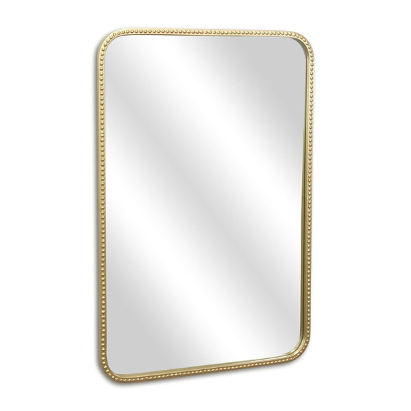 HomeRoots 32" Gold Metal Beaded Accent Mirror – Timeless Elegance for Living Rooms, Bedrooms, and More! 632592