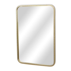 HomeRoots 32" Gold Metal Beaded Accent Mirror – Timeless Elegance for Living Rooms, Bedrooms, and More! 632592