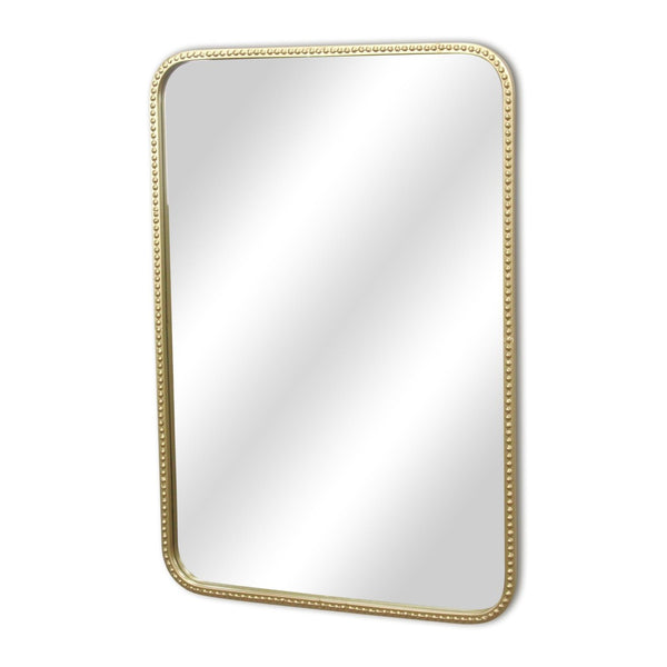 HomeRoots 32" Gold Metal Beaded Accent Mirror – Timeless Elegance for Living Rooms, Bedrooms, and More! 632592