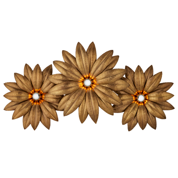 Alithea Nature-Inspired Brass Wall Sconce with Hand-Hammered Petals for Elegant Home Illumination