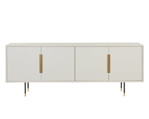 Sunpan Danbury Modern Cream Sideboard with Rustic Bronze Accents, Adjustable Shelves & Stylish Legs