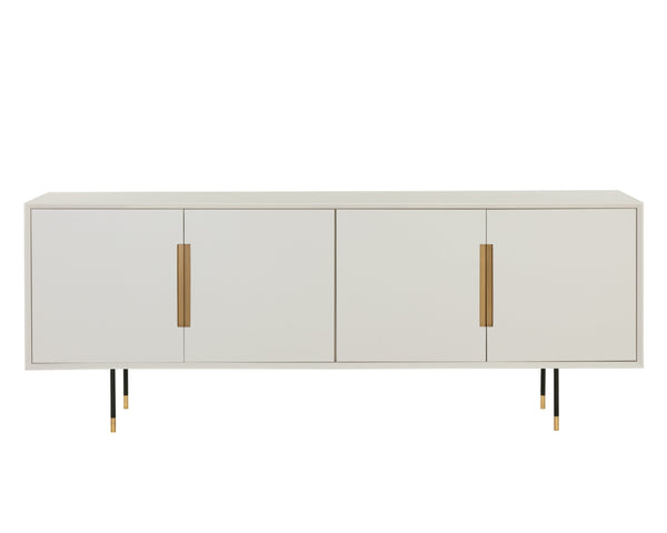 Sunpan Danbury Modern Cream Sideboard with Rustic Bronze Accents, Adjustable Shelves & Stylish Legs