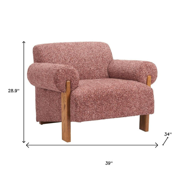 HomeRoots 39" Copper Woven Upholstery Arm Chair with Solid Wood Frame – Modern Comfort for Any Space 632601