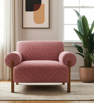 HomeRoots 39" Copper Woven Upholstery Arm Chair with Solid Wood Frame – Modern Comfort for Any Space 632601