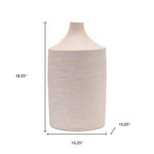 HomeRoots 18" Beige Round Resin Floor Vase – Elegant Home Accent for Fresh Flowers, Dried Arrangements & Decor 632626