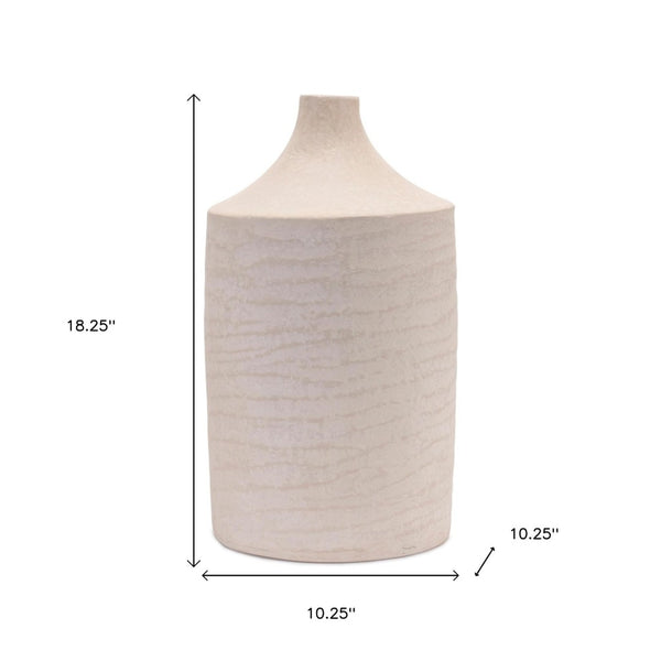 HomeRoots 18" Beige Round Resin Floor Vase – Elegant Home Accent for Fresh Flowers, Dried Arrangements & Decor 632626