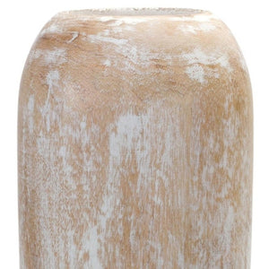 HomeRoots 24" Rustic Brown and White Round Wood Floor Vase – Elegant Accent for Stylish Home Decor & Gifts 632633