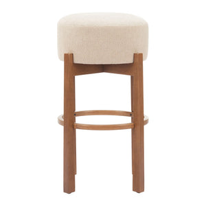 HomeRoots Beige Backless Bar Chair - Modern Fabric & Wood Design for Space-Saving Comfort in Any Room 632647