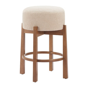 HomeRoots Beige Backless Bar Chair – Modern Minimalist Comfort for Home Bars, Kitchens & Commercial Spaces 632648