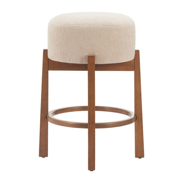 HomeRoots Beige Backless Bar Chair – Modern Minimalist Comfort for Home Bars, Kitchens & Commercial Spaces 632648