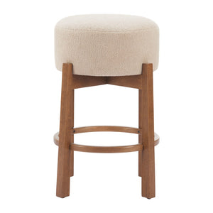 HomeRoots Beige Backless Bar Chair – Modern Minimalist Comfort for Home Bars, Kitchens & Commercial Spaces 632648