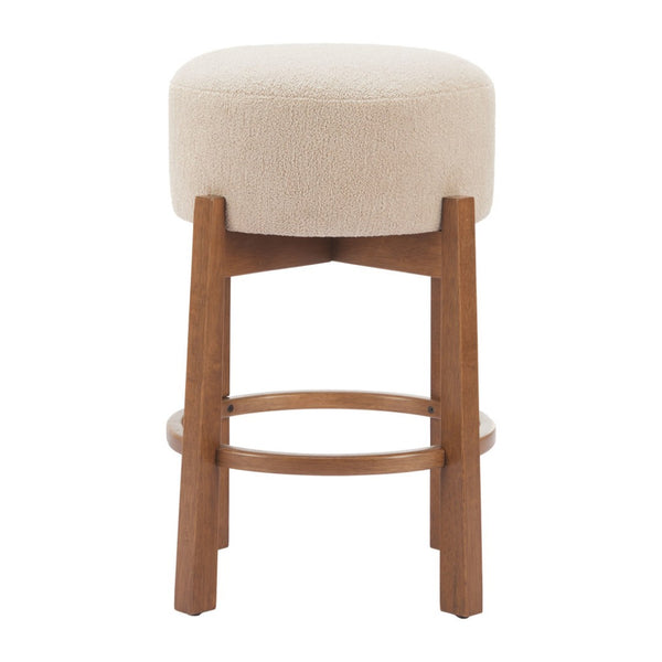 HomeRoots Beige Backless Bar Chair – Modern Minimalist Comfort for Home Bars, Kitchens & Commercial Spaces 632648