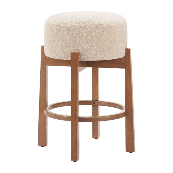 HomeRoots Beige Backless Bar Chair – Modern Minimalist Comfort for Home Bars, Kitchens & Commercial Spaces 632648