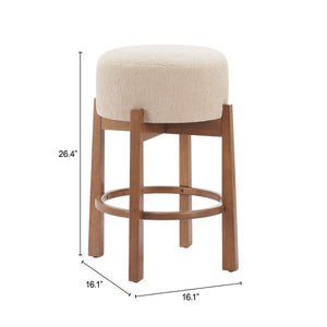 HomeRoots Beige Backless Bar Chair – Modern Minimalist Comfort for Home Bars, Kitchens & Commercial Spaces 632648