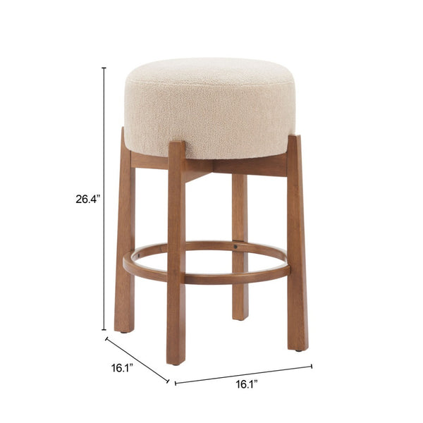 HomeRoots Beige Backless Bar Chair – Modern Minimalist Comfort for Home Bars, Kitchens & Commercial Spaces 632648
