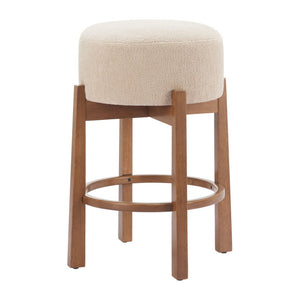 HomeRoots Beige Backless Bar Chair – Modern Minimalist Comfort for Home Bars, Kitchens & Commercial Spaces 632648