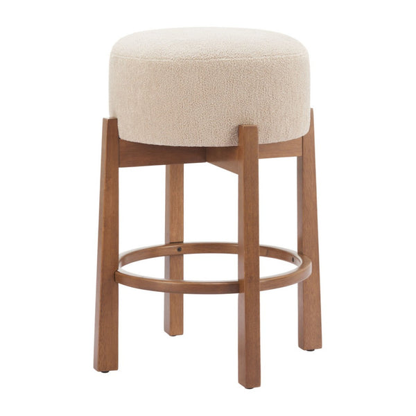 HomeRoots Beige Backless Bar Chair – Modern Minimalist Comfort for Home Bars, Kitchens & Commercial Spaces 632648