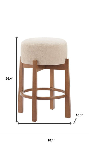 HomeRoots Beige Backless Bar Chair – Modern Minimalist Comfort for Home Bars, Kitchens & Commercial Spaces 632648