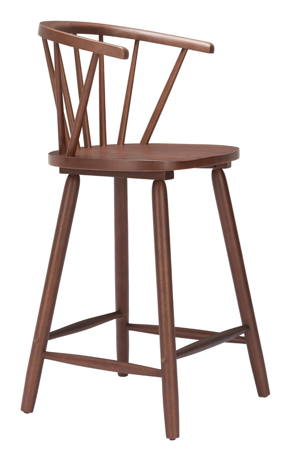 HomeRoots Set of Two Walnut Low-Back Bar Chairs - Stylish, Comfortable, and Perfect for Home or Commercial Use! 632649