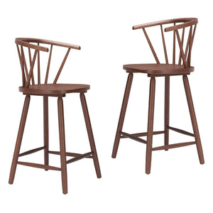 HomeRoots Set of Two Walnut Low-Back Bar Chairs - Stylish, Comfortable, and Perfect for Home or Commercial Use! 632649