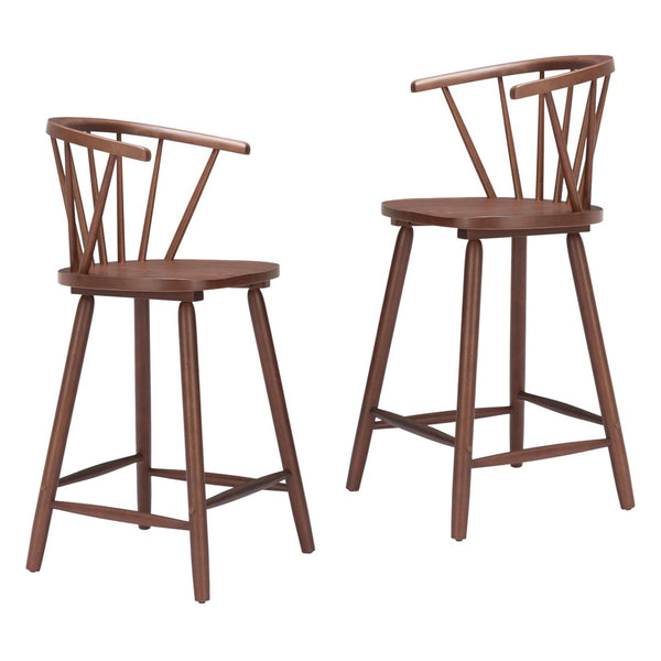HomeRoots Set of Two Walnut Low-Back Bar Chairs - Stylish, Comfortable, and Perfect for Home or Commercial Use! 632649