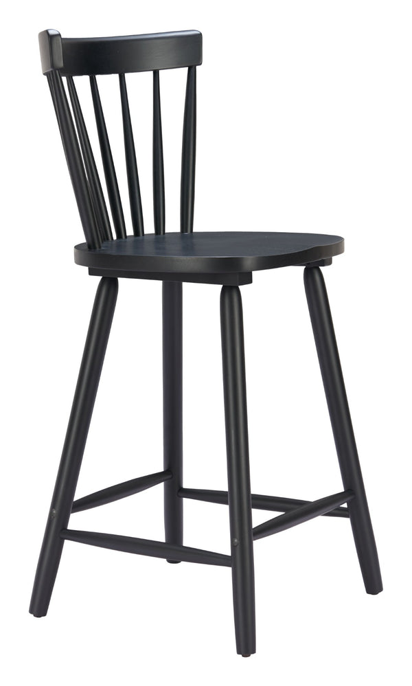HomeRoots Set of Two Modern Black Low-Back Bar Chairs for Kitchen & Dining - Durable Wood Construction 632650