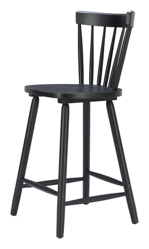 HomeRoots Set of Two Modern Black Low-Back Bar Chairs for Kitchen & Dining - Durable Wood Construction 632650