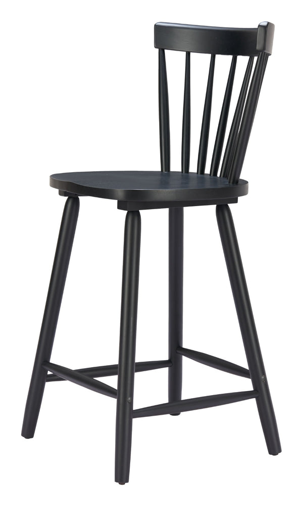 HomeRoots Set of Two Modern Black Low-Back Bar Chairs for Kitchen & Dining - Durable Wood Construction 632650