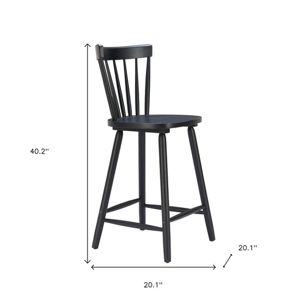 HomeRoots Set of Two Modern Black Low-Back Bar Chairs for Kitchen & Dining - Durable Wood Construction 632650