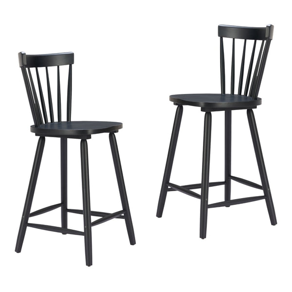 HomeRoots Set of Two Modern Black Low-Back Bar Chairs for Kitchen & Dining - Durable Wood Construction 632650