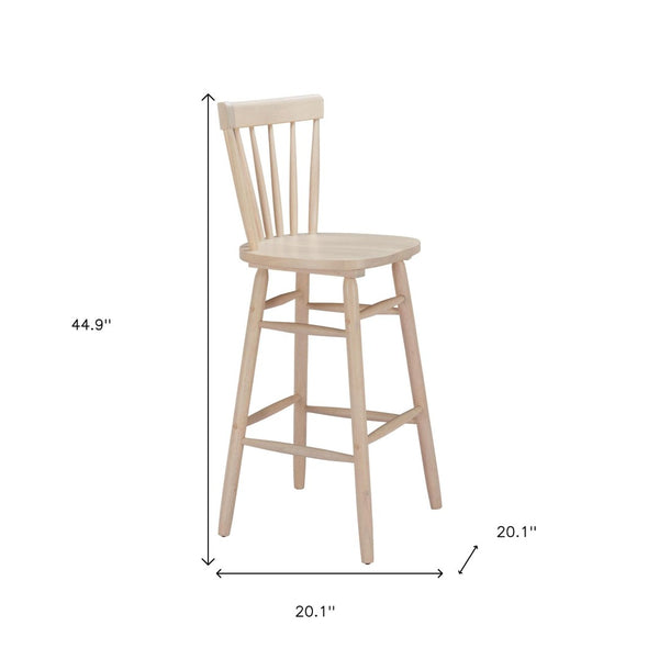 HomeRoots Set of Two Modern Low-Back Bar Chairs in Natural Wood Finish – Stylish, Durable & Comfortable Design 632651