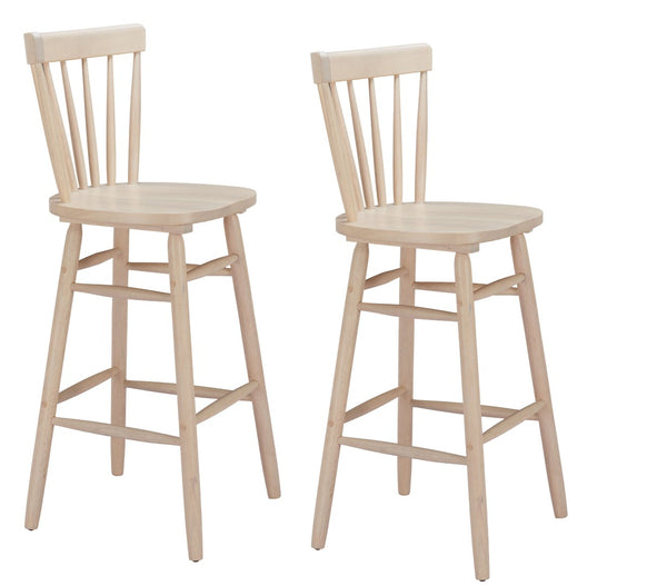 HomeRoots Set of Two Modern Low-Back Bar Chairs in Natural Wood Finish – Stylish, Durable & Comfortable Design 632651