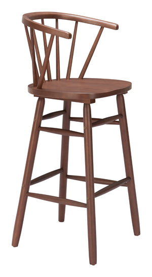 HomeRoots Set of Two Elegant Walnut Low-Back Bar Chairs for Modern Dining, Kitchen & Hospitality Comfort 632652