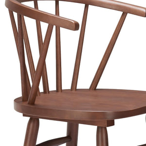 HomeRoots Set of Two Elegant Walnut Low-Back Bar Chairs for Modern Dining, Kitchen & Hospitality Comfort 632652