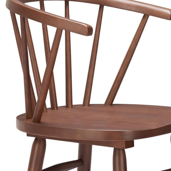HomeRoots Set of Two Elegant Walnut Low-Back Bar Chairs for Modern Dining, Kitchen & Hospitality Comfort 632652