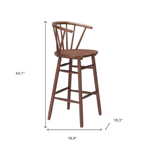 HomeRoots Set of Two Elegant Walnut Low-Back Bar Chairs for Modern Dining, Kitchen & Hospitality Comfort 632652