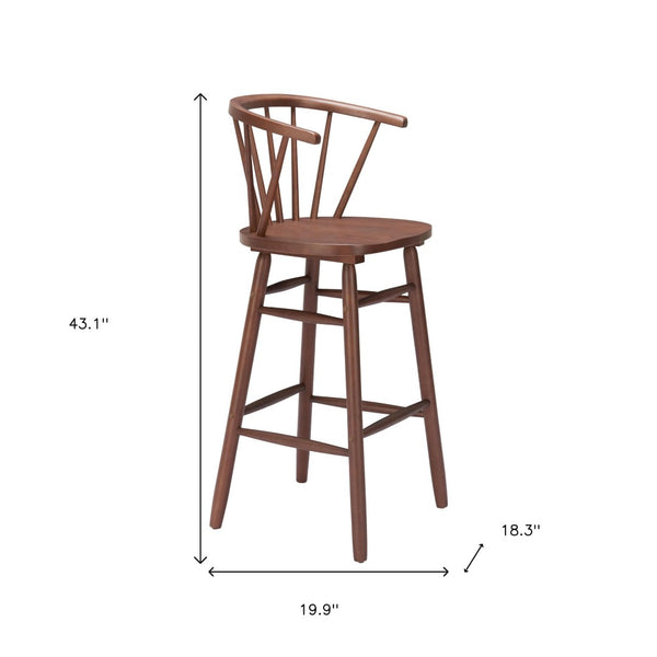 HomeRoots Set of Two Elegant Walnut Low-Back Bar Chairs for Modern Dining, Kitchen & Hospitality Comfort 632652