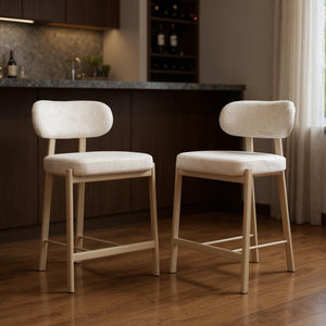 HomeRoots Set of Two Chic Gray Wood & Fabric Low-Back Bar Chairs - Stylish Comfort for Home & Commercial Use 632653