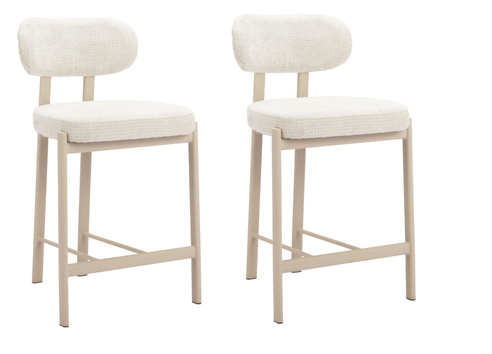 HomeRoots Set of Two Chic Gray Wood & Fabric Low-Back Bar Chairs - Stylish Comfort for Home & Commercial Use 632653