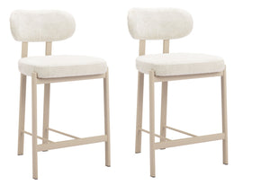 HomeRoots Set of Two Chic Gray Wood & Fabric Low-Back Bar Chairs - Stylish Comfort for Home & Commercial Use 632653