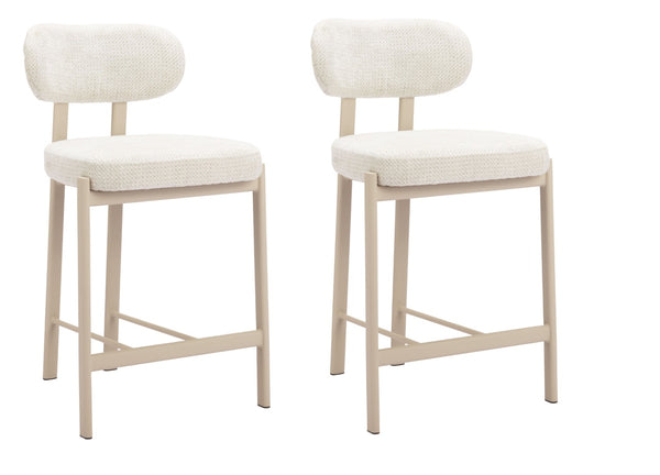 HomeRoots Set of Two Chic Gray Wood & Fabric Low-Back Bar Chairs - Stylish Comfort for Home & Commercial Use 632653